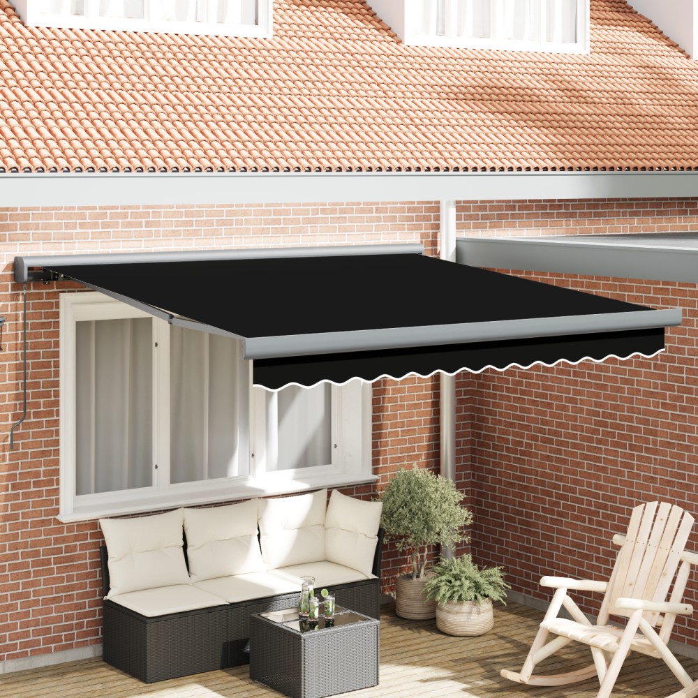 vidaXL Cortina Retractabilă Negru 350 x 250 cm Material textil, Metal