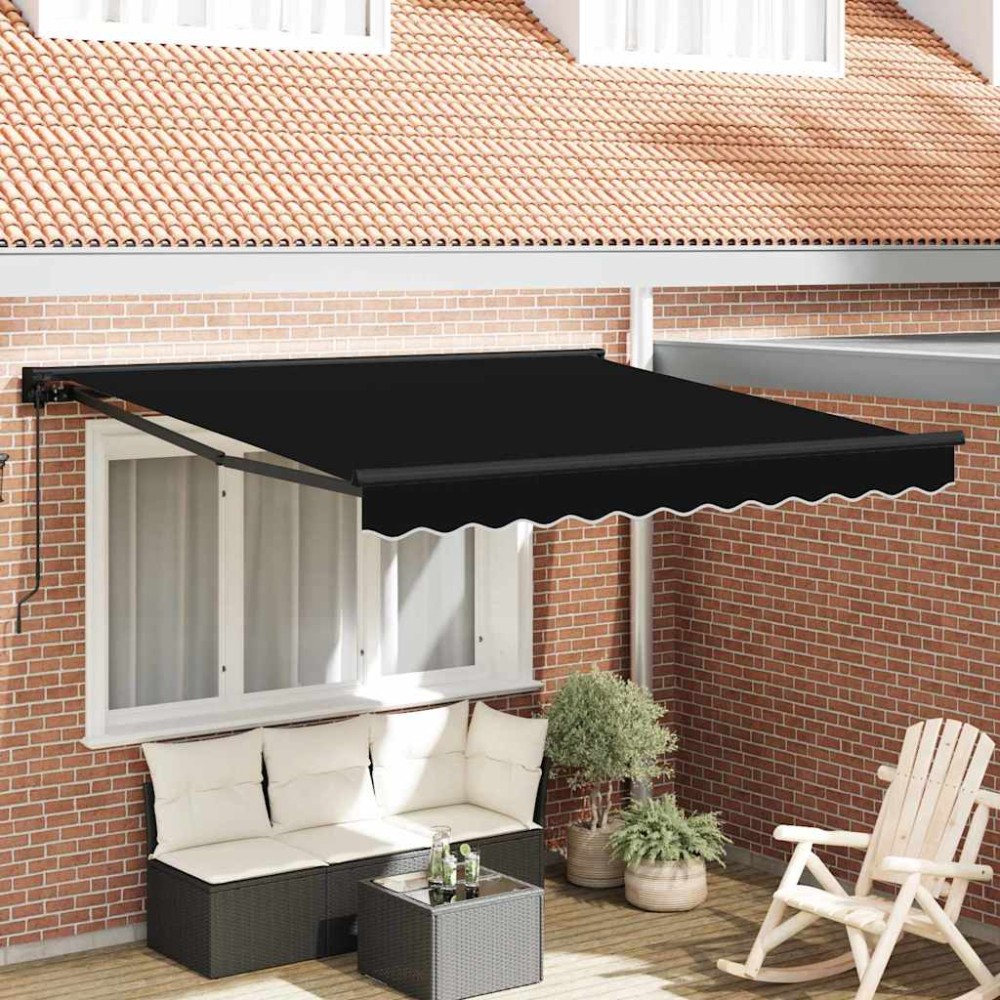 vidaXL Cortina Retractabilă Negru 350 x 250 cm Poliester și metal