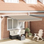 Marchiză manuală retractabilă vidaXL cu LED Bej 350x250 cm Marchiză manuală retractabilă vidaXL cu LED Bej 350x250 cm