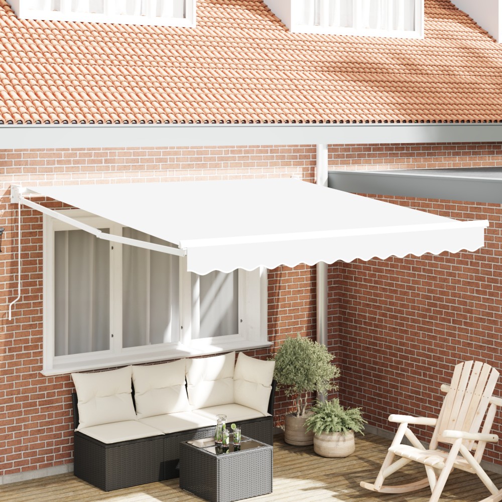 Marchiză Retractabilă Manuală vidaXL Alb 350x250 cm