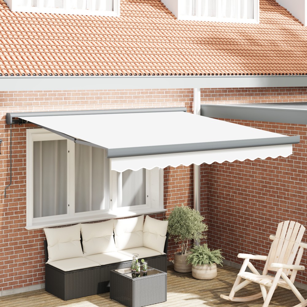 Marquiza manuală retractabilă vidaXL Alb 350x250 cm