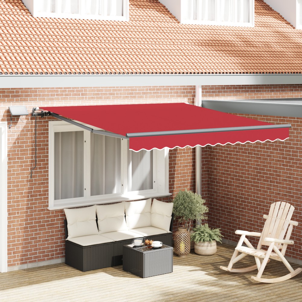 Marchiză Manuală Retractabilă cu LED Roșie 350x250 cm