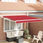 Marchiză manuală retractabilă roșie 350x250 cm Marchiză manuală retractabilă roșie 350x250 cm