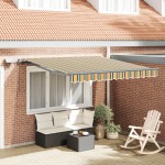 Marchiză manuală retractabilă vidaXL cu LED Verde și Galben 350x250 cm Marchiză manuală retractabilă vidaXL cu LED Verde și Galben 350x250 cm