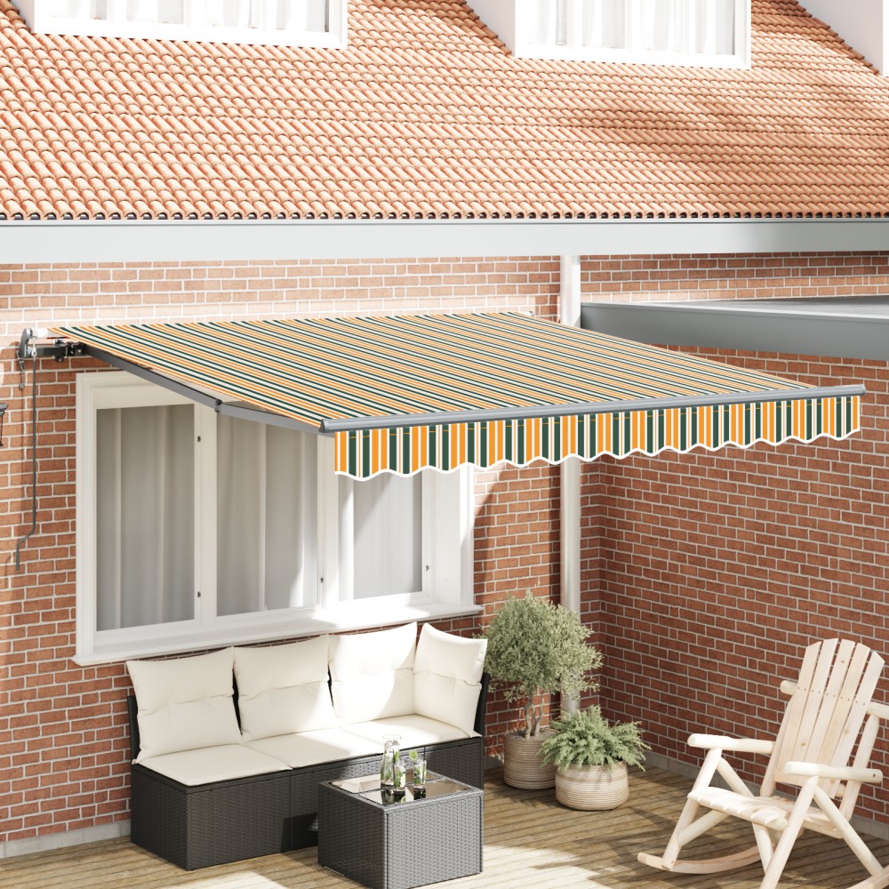vidaXL Obor cu retractare automată, verde și galben, 350 x 250 cm