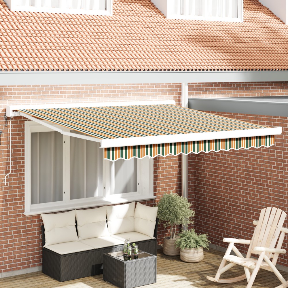 vidaXL Cortina Retractabilă Manual Verde și galben 350 x 250 cm