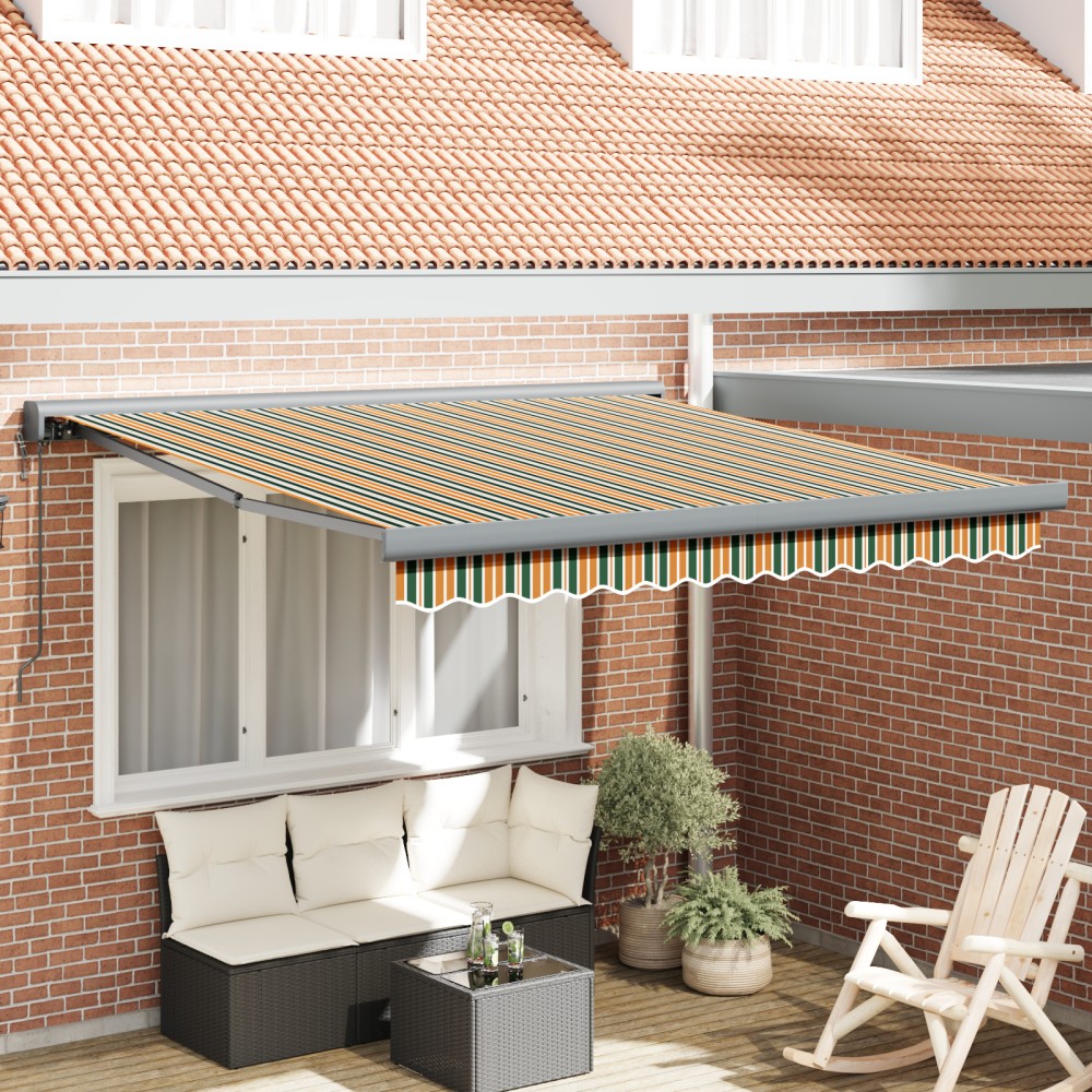 vidaXL Paravan Retractabil Automatic Verde și Galben 350 x 250 cm