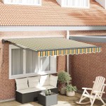 vidaXL Cortina Retractabilă Manual Verde și galben 350 x 250 cm