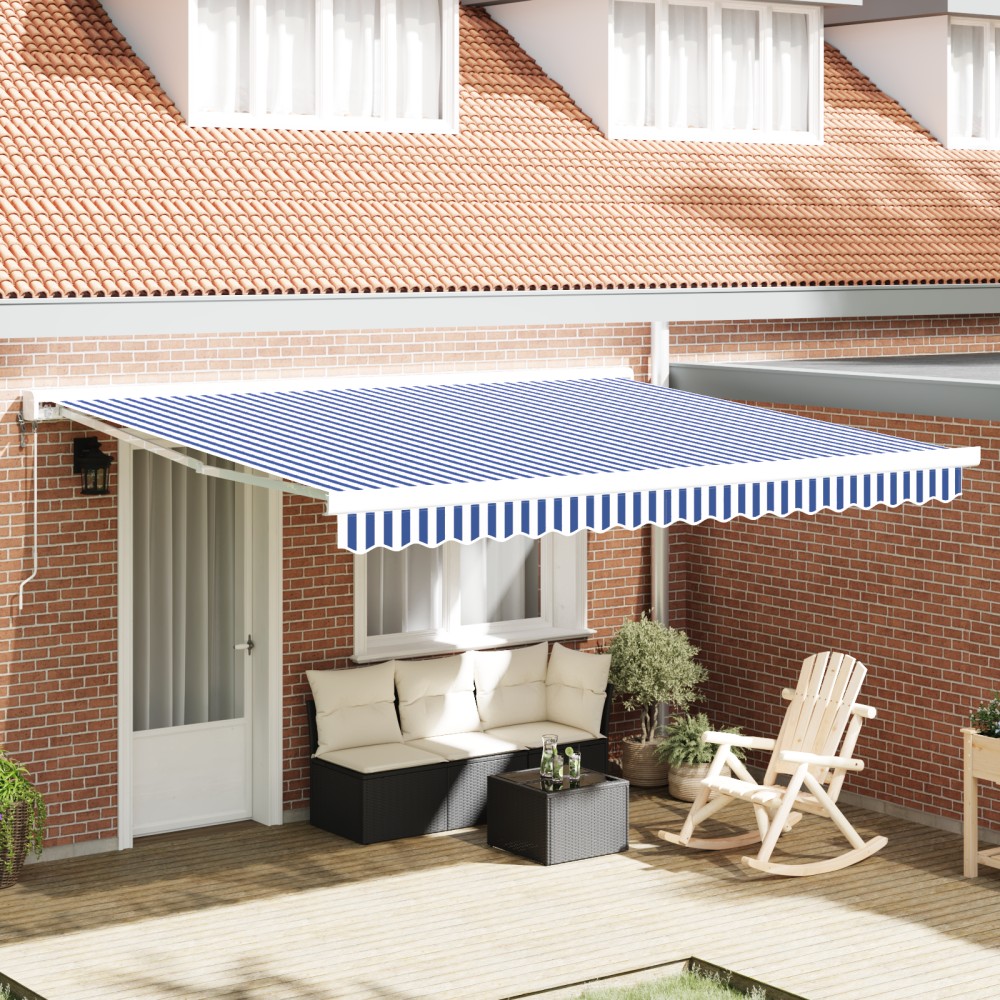 vidaXL Cortina Retractabilă Albastru și Alb 400 × 300 cm