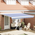 vidaXL Cortina Retractabilă Albastru și Alb 400 × 300 cm