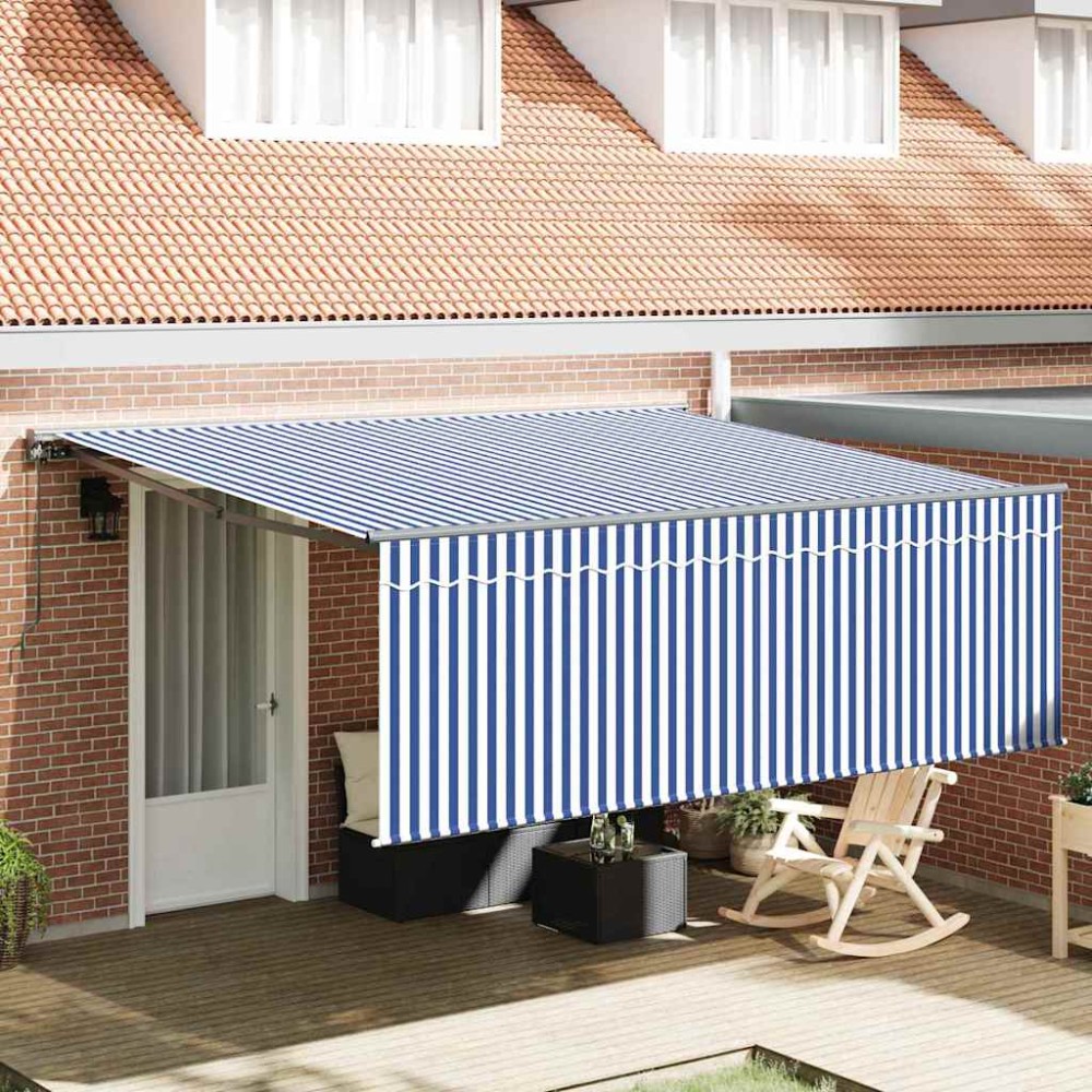 vidaXL Cortina Retractabilă Manual Albastru și antracit 400 × 300 cm