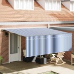 vidaXL Cortina Retractabilă Manual Albastru și antracit 400 × 300 cm vidaXL Cortina Retractabilă Manual Albastru și antracit 400 × 300 cm