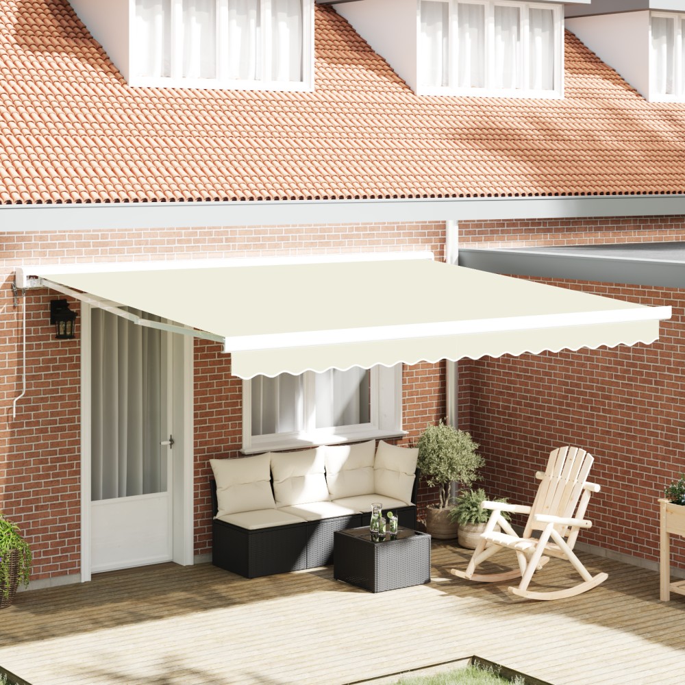vidaXL Cortina Retractabilă Crem 400 × 300 cm Material textil, Metal