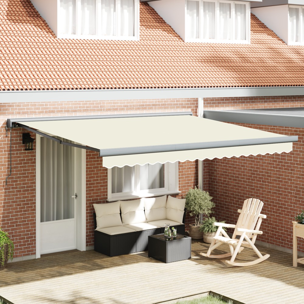 vidaXL Cortina Retractabilă Crem 400 × 300 cm Material textil, Metal