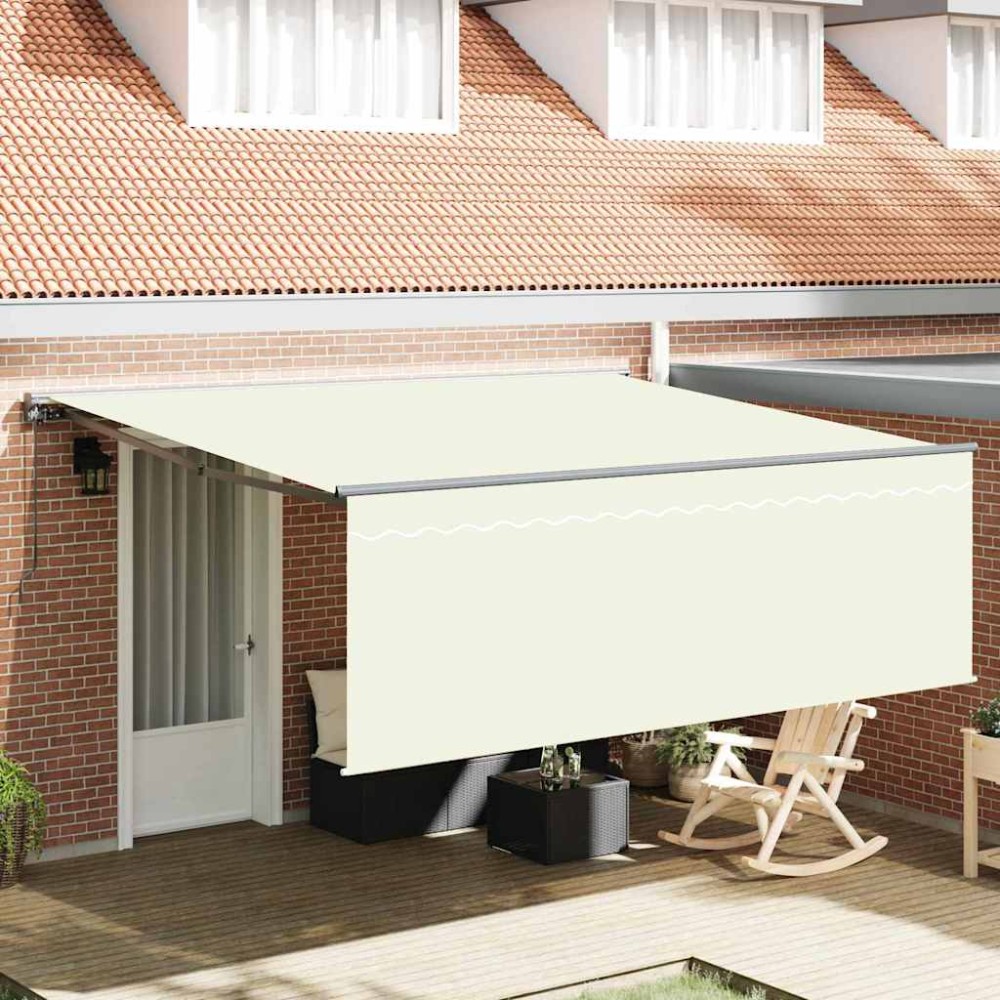 vidaXL Cortina Retractabilă Manual Crem 400 × 300 cm Poliester