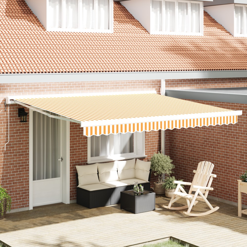 vidaXL Cortina Retractabilă Galben și alb 400 × 300 cm Stofă și Metal