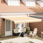 vidaXL Cortina Retractabilă Galben și alb 400 × 300 cm Stofă și Metal