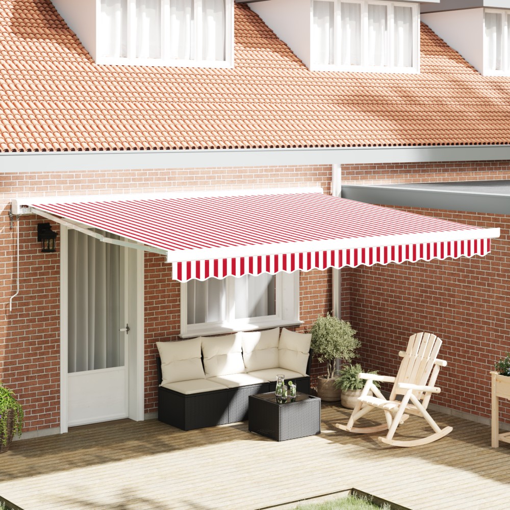 vidaXL Cortina Retractabilă Roșu și Alb 400 × 300 cm Stofă și Metal