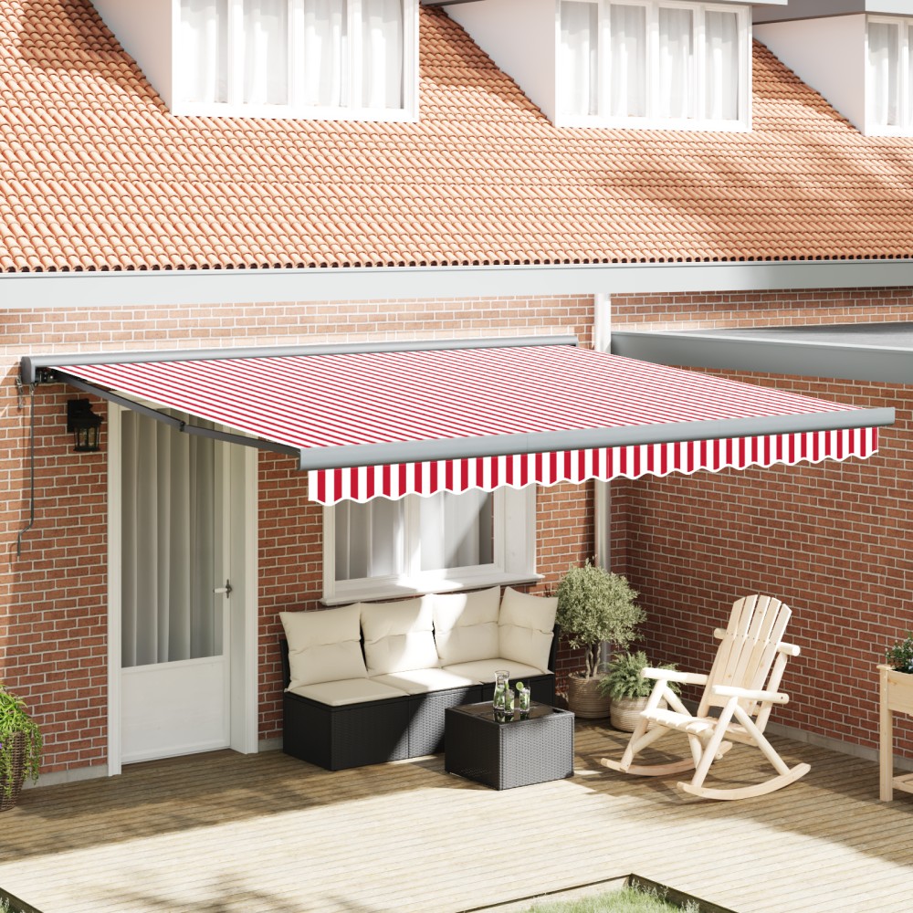 vidaXL Cortina Retractabilă Manual Roșu și alb 400 × 300 cm