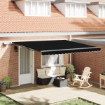 Marchiza Manuală Retractabilă cu LED Neagră 400x300 cm Marchiza Manuală Retractabilă cu LED Neagră 400x300 cm