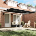 Marchiză retractabilă manuală vidaXL Negru 400x300 cm Marchiză retractabilă manuală vidaXL Negru 400x300 cm
