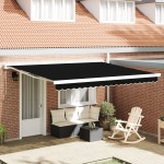 Marchiză automată retractabilă vidaXL neagră 400x300 cm Marchiză automată retractabilă vidaXL neagră 400x300 cm