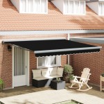 vidaXL Umbra Retractabilă Automată Neagră 400x300 cm