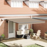 Marchiza manuală retractabilă vidaXL cu LED Bej 400x300 cm Marchiza manuală retractabilă vidaXL cu LED Bej 400x300 cm