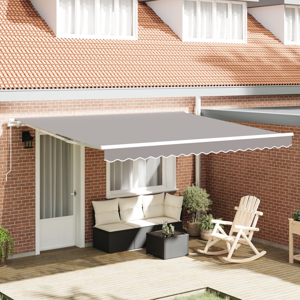 Marchiza manuală retractabilă vidaXL gri deschis 400x300 cm