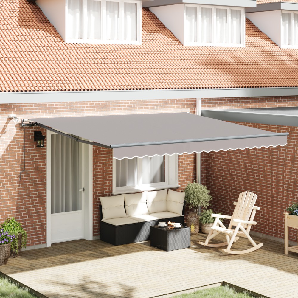 Marchiză retractabilă automată vidaXL cu LED Gri deschis 400x300 cm