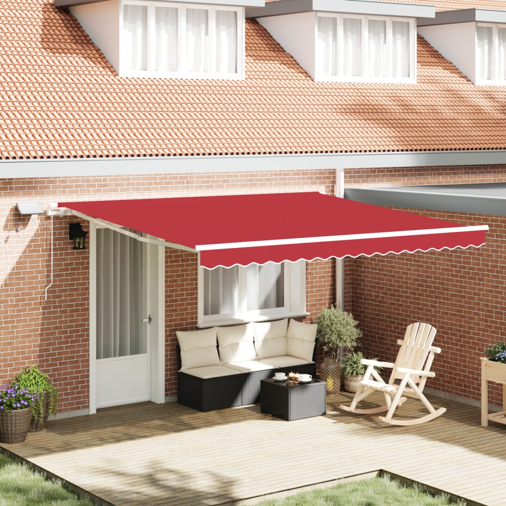 vidaXL Marciză retractabilă with Manual Roșu 400 × 300 cm Roșu