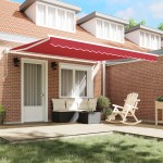 Marchiză manuală retractabilă vidaXL Roșu 400x300 cm Marchiză manuală retractabilă vidaXL Roșu 400x300 cm