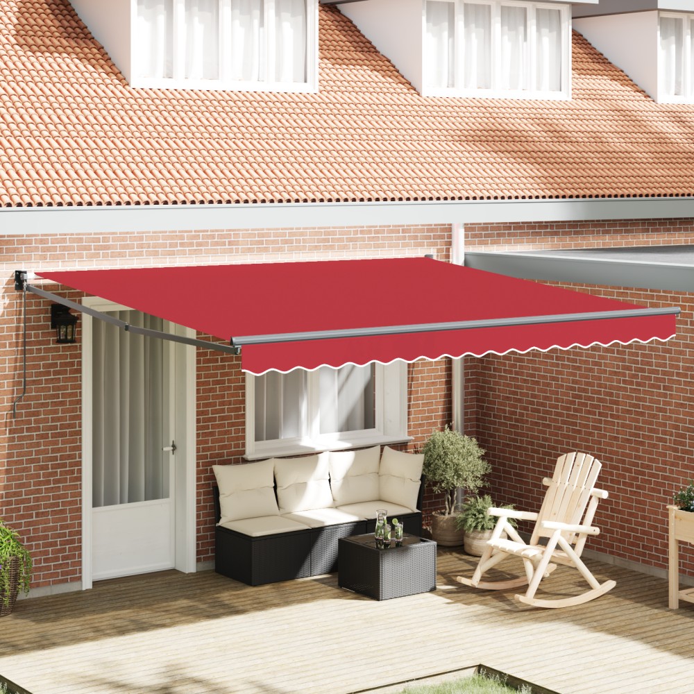 Marchiză retractabilă manuală vidaXL Roșie 400x300 cm