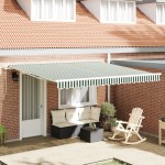 Marchiză retractabilă manuală vidaXL Verde și Alb 400x300 cm Marchiză retractabilă manuală vidaXL Verde și Alb 400x300 cm