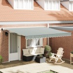 Marchiză retractabilă automată vidaXL Verde și Alb 400x300 cm