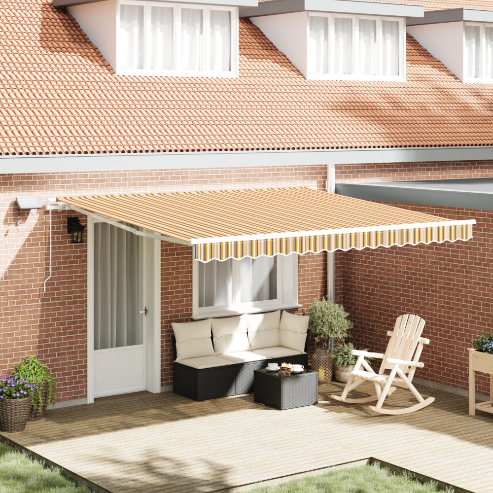 vidaXL Marchiză retractabilă manuală with Galben / gri / alb 400 × 350 cm