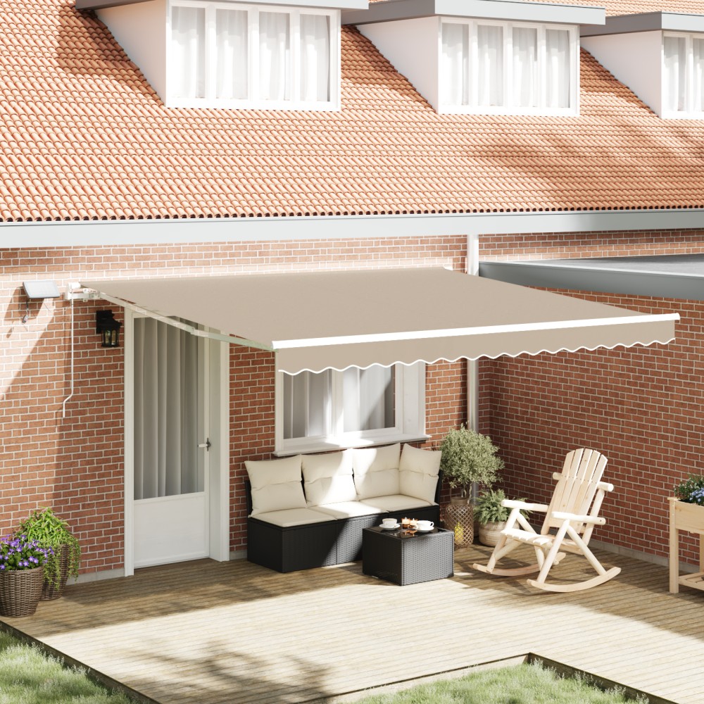 vidaXL Marchiză Retractabilă with Manual Bej 400 × 350 cm Bej