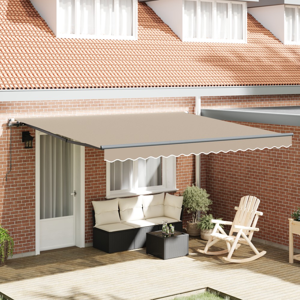 vidaXL Copertină Manual Bej 400 × 350 cm Poliester