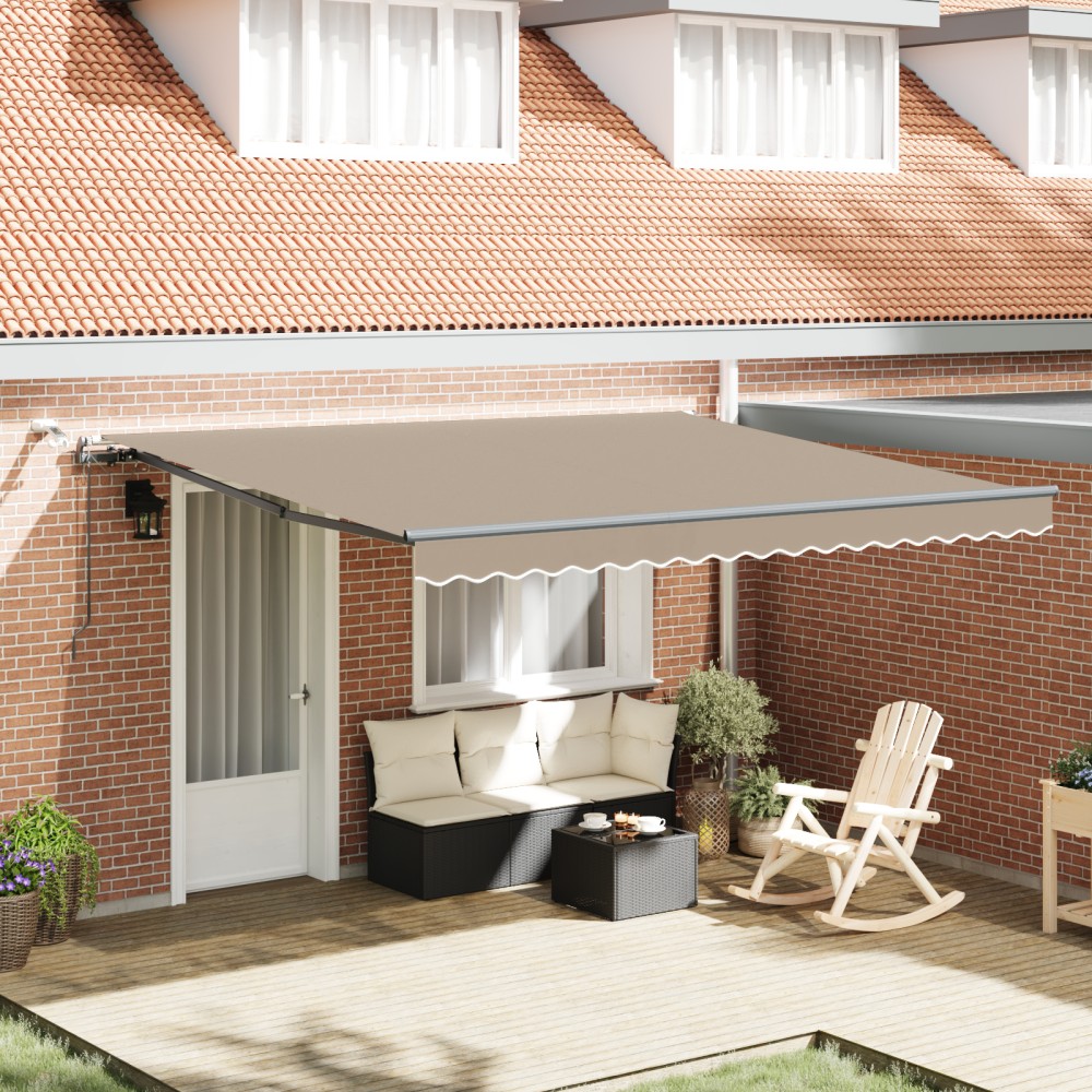 Marchiza retractabilă automată vidaXL cu LED Bej 400x350 cm