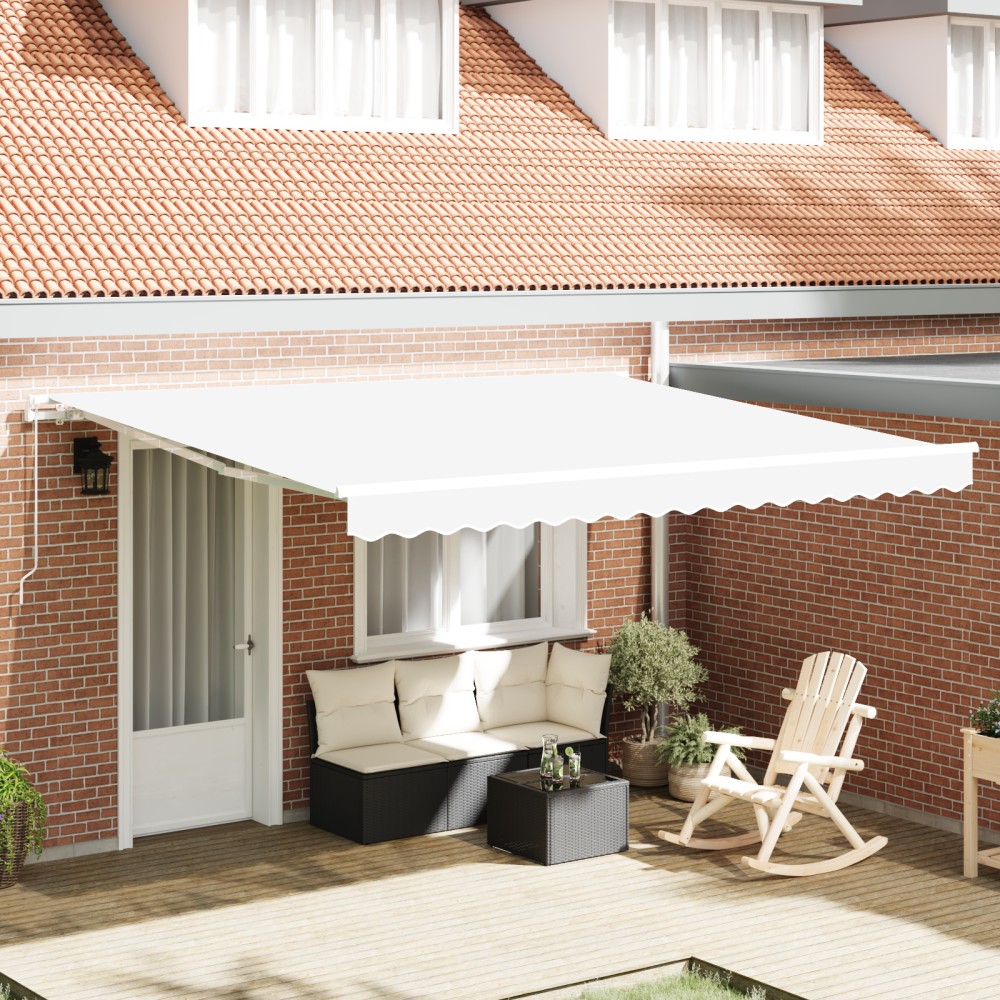 Marchiză retractabilă manuală vidaXL Alb 400x350 cm