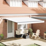 Marchiză retractabilă automatizată cu LED alb 400x350 cm Marchiză retractabilă automatizată cu LED alb 400x350 cm