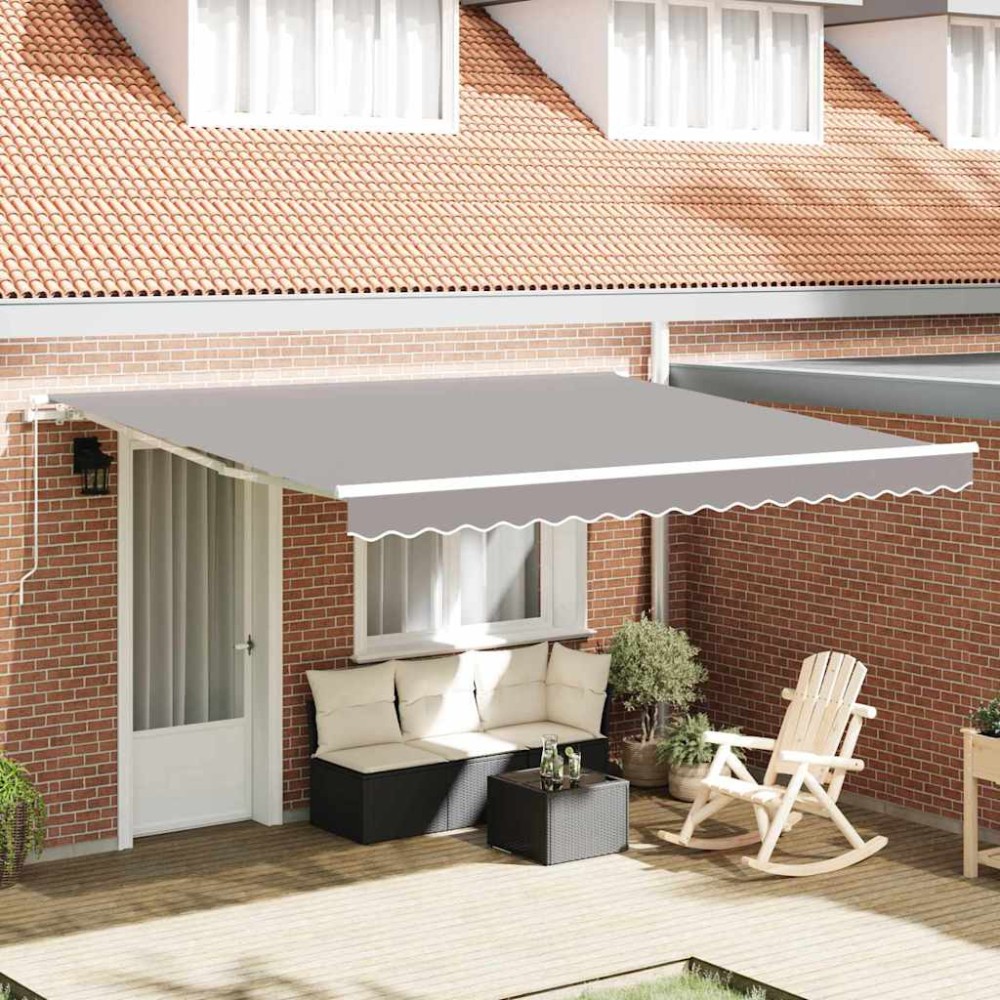 Marchiză retractabilă manuală vidaXL gri deschis 400x350 cm