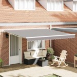 Marchiză retractabilă manuală vidaXL gri deschis 400x350 cm Marchiză retractabilă manuală vidaXL gri deschis 400x350 cm