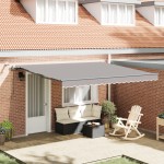Marchiza automată retractabilă vidaXL cu LED Gri deschis 400x350 cm Marchiza automată retractabilă vidaXL cu LED Gri deschis 400x350 cm