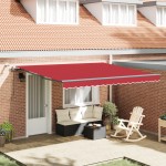 Marchiză Retractabilă Automată vidaXL cu LED Roșu 400x350 cm Marchiză Retractabilă Automată vidaXL cu LED Roșu 400x350 cm