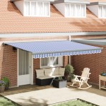 vidaXL Cortina Retractabilă Albastru și Alb 450 × 300 cm