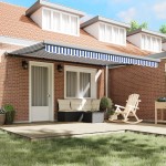 vidaXL Cortina Retractabilă Albastru și Alb 450 × 300 cm