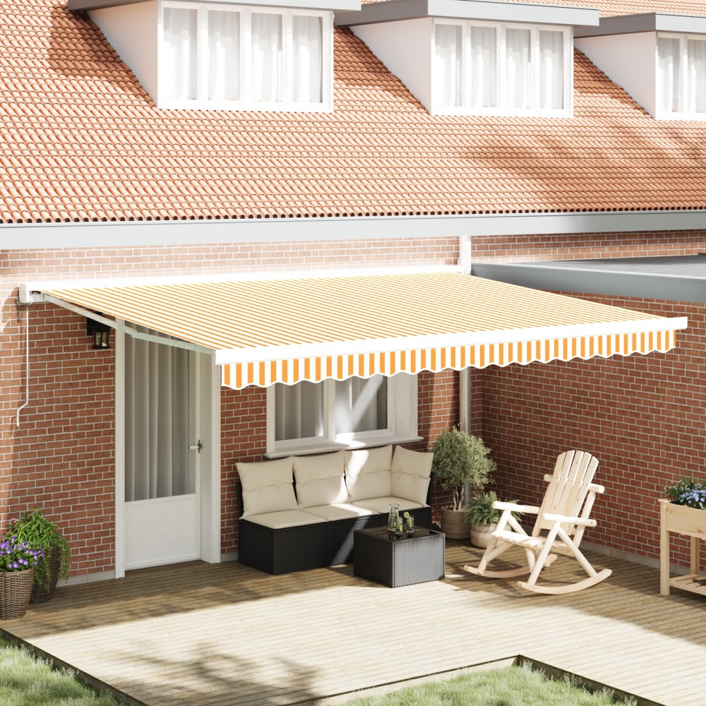 vidaXL Cortina Retractabilă Manual portocaliu și alb 450 × 300 cm