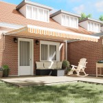 vidaXL Cortina Retractabilă Manual portocaliu și alb 450 × 300 cm vidaXL Cortina Retractabilă Manual portocaliu și alb 450 × 300 cm