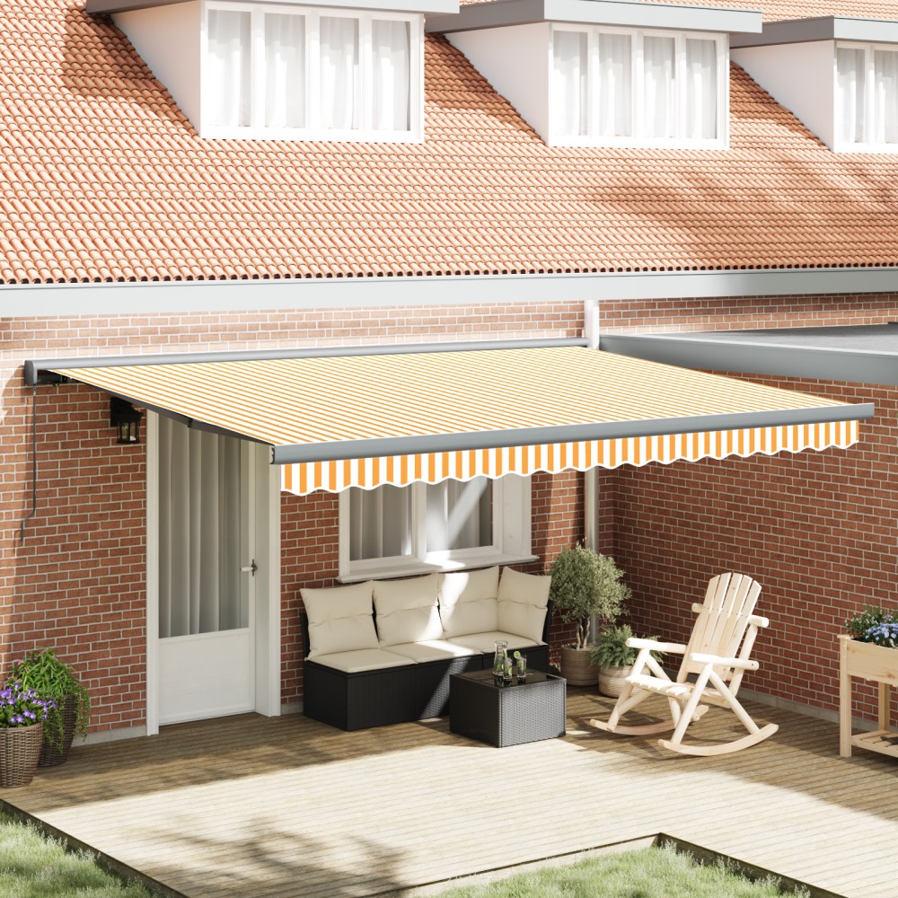 vidaXL Cortina Retractabilă Portocalie și albă 450 × 300 cm